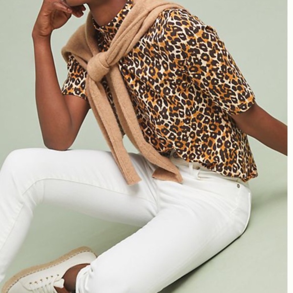 Anthropologie Cheetah Print Mock Turtleneck Size L - image 1